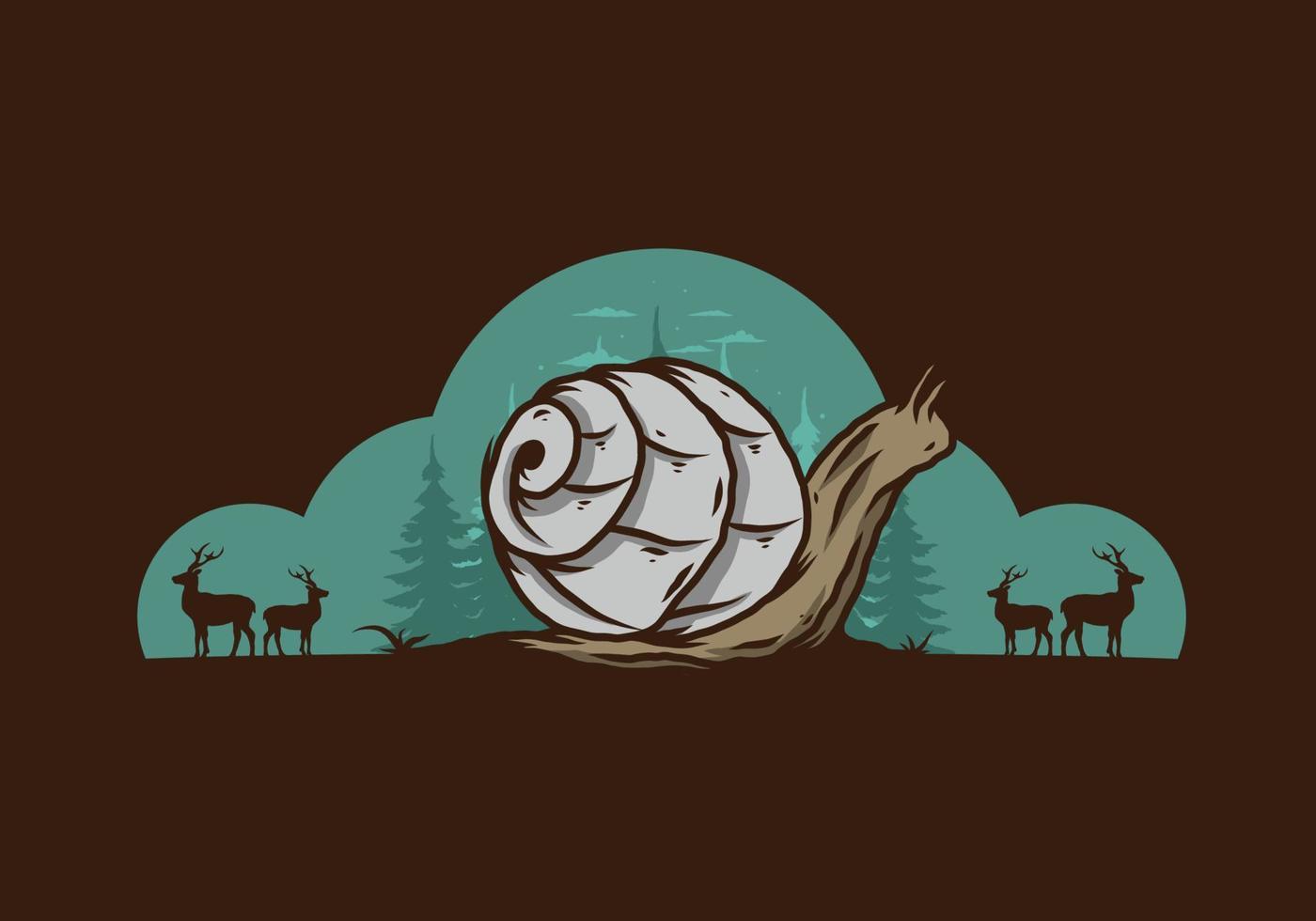 Snail creeping in the forest illustration vector