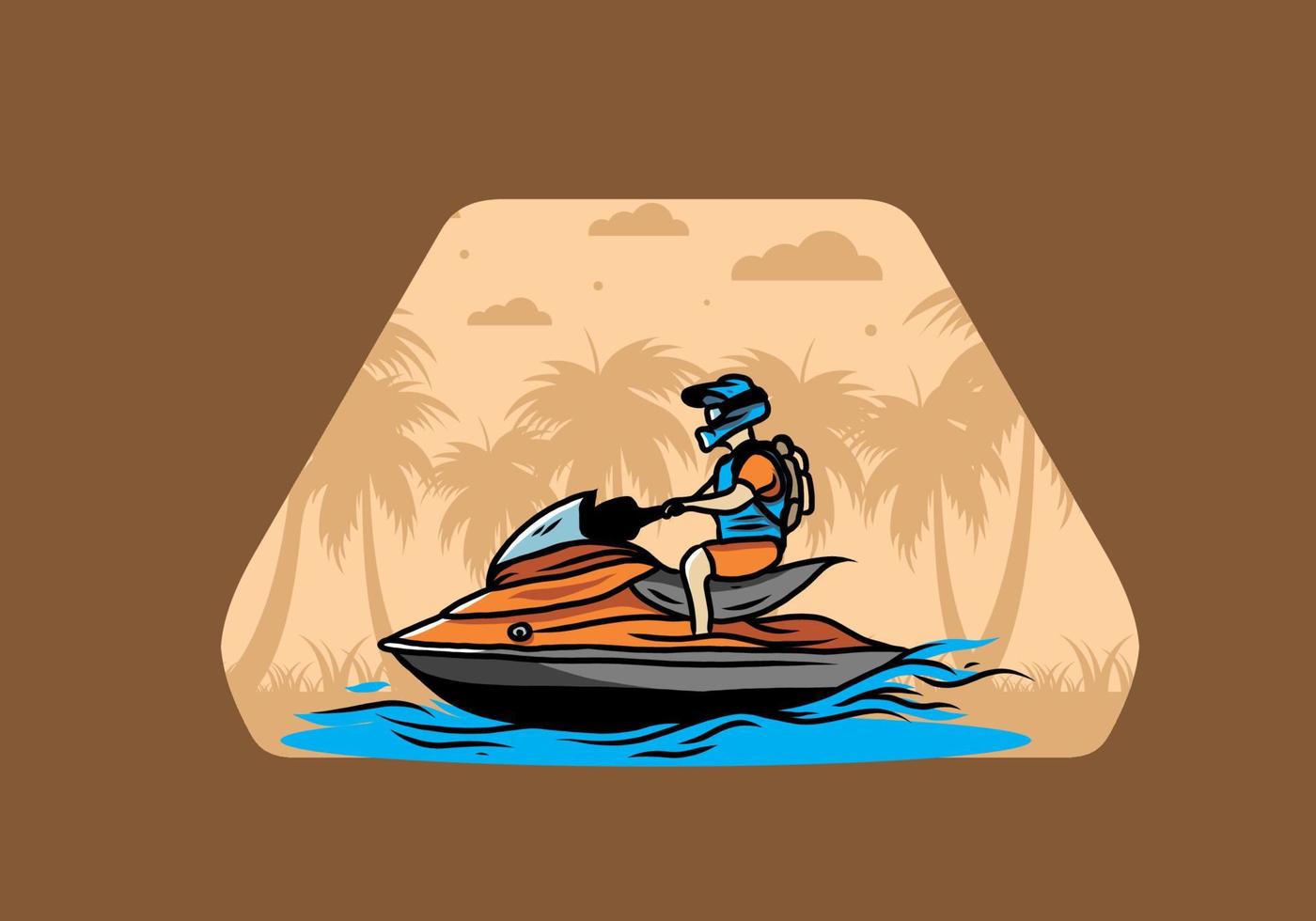 jet sky sport on the beach illustration vector