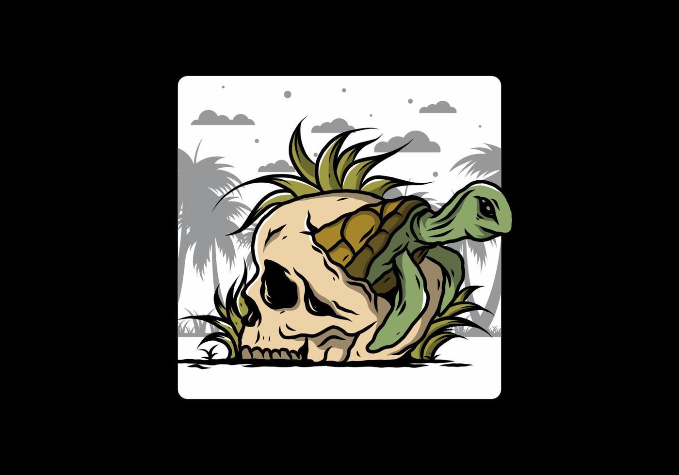 Sea turtle in the skull illustration vector