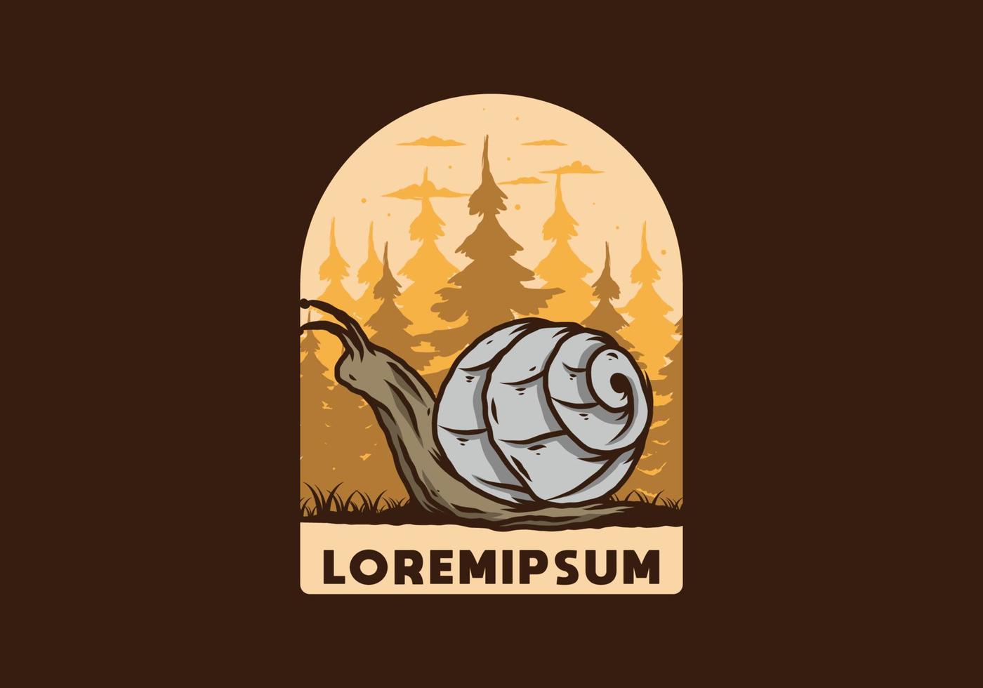 Snail creeping in the forest illustration vector
