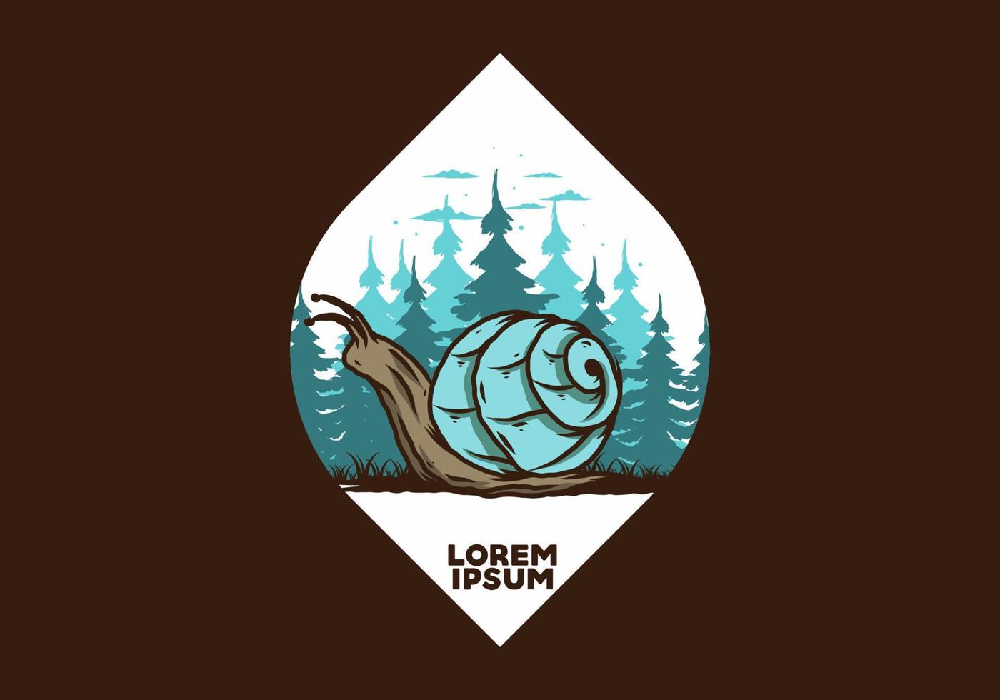 Snail creeping in the forest illustration vector
