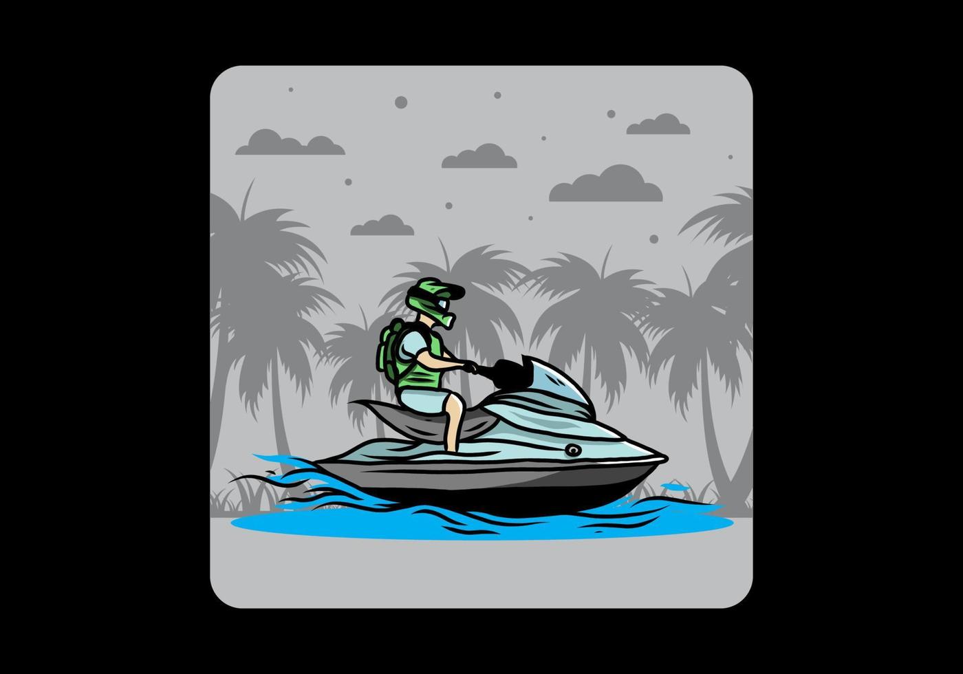 jet sky sport on the beach illustration vector