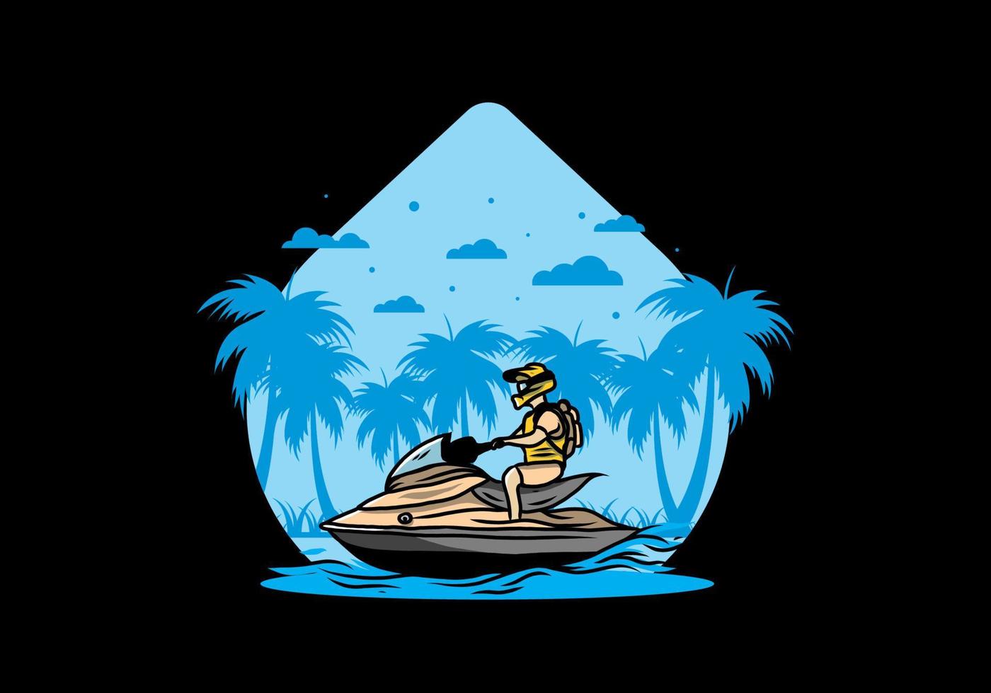 jet sky sport on the beach illustration vector