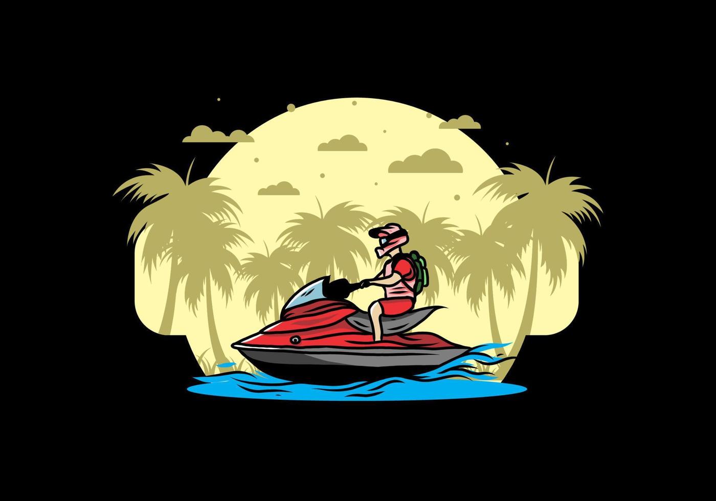 jet sky sport on the beach illustration vector