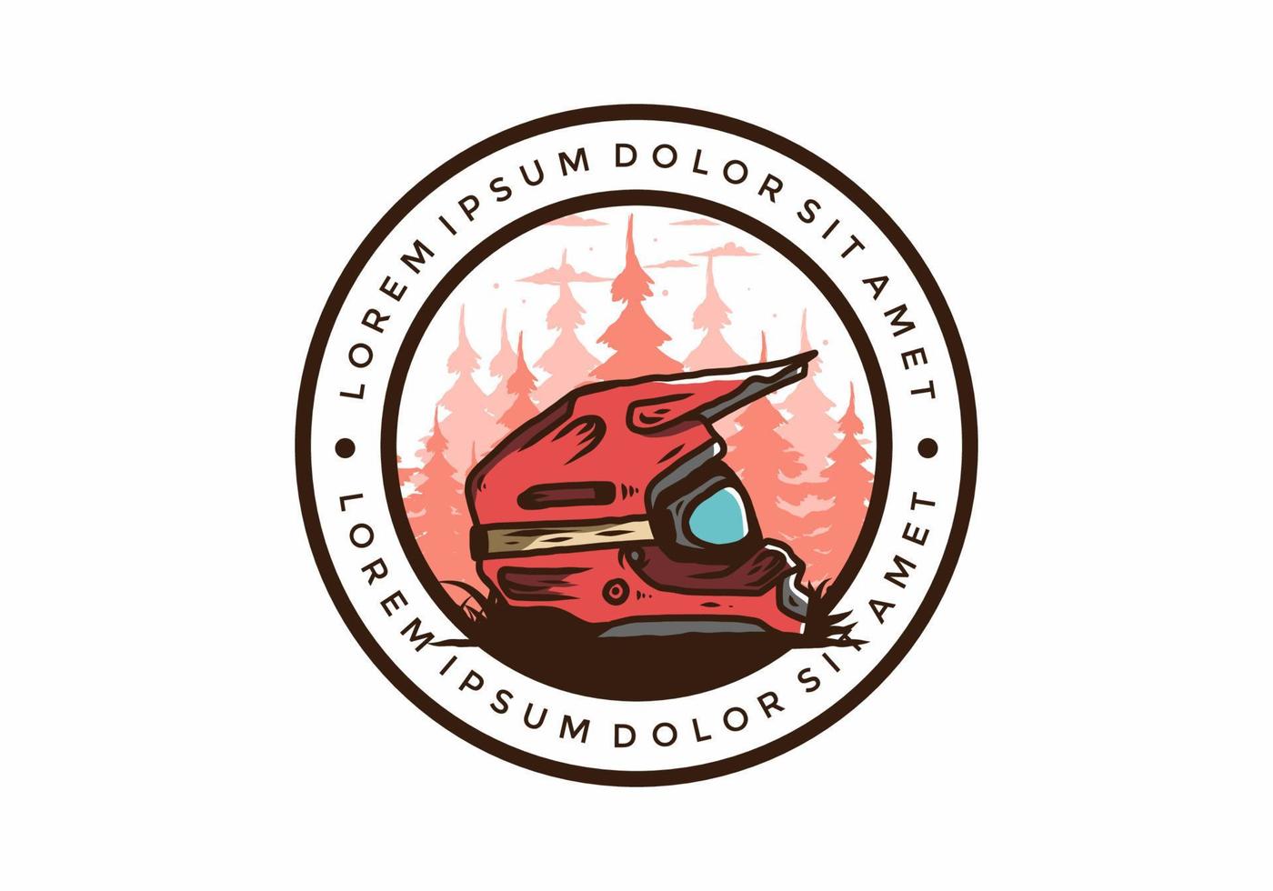 Outdoor motocross trail helmet illustration vector