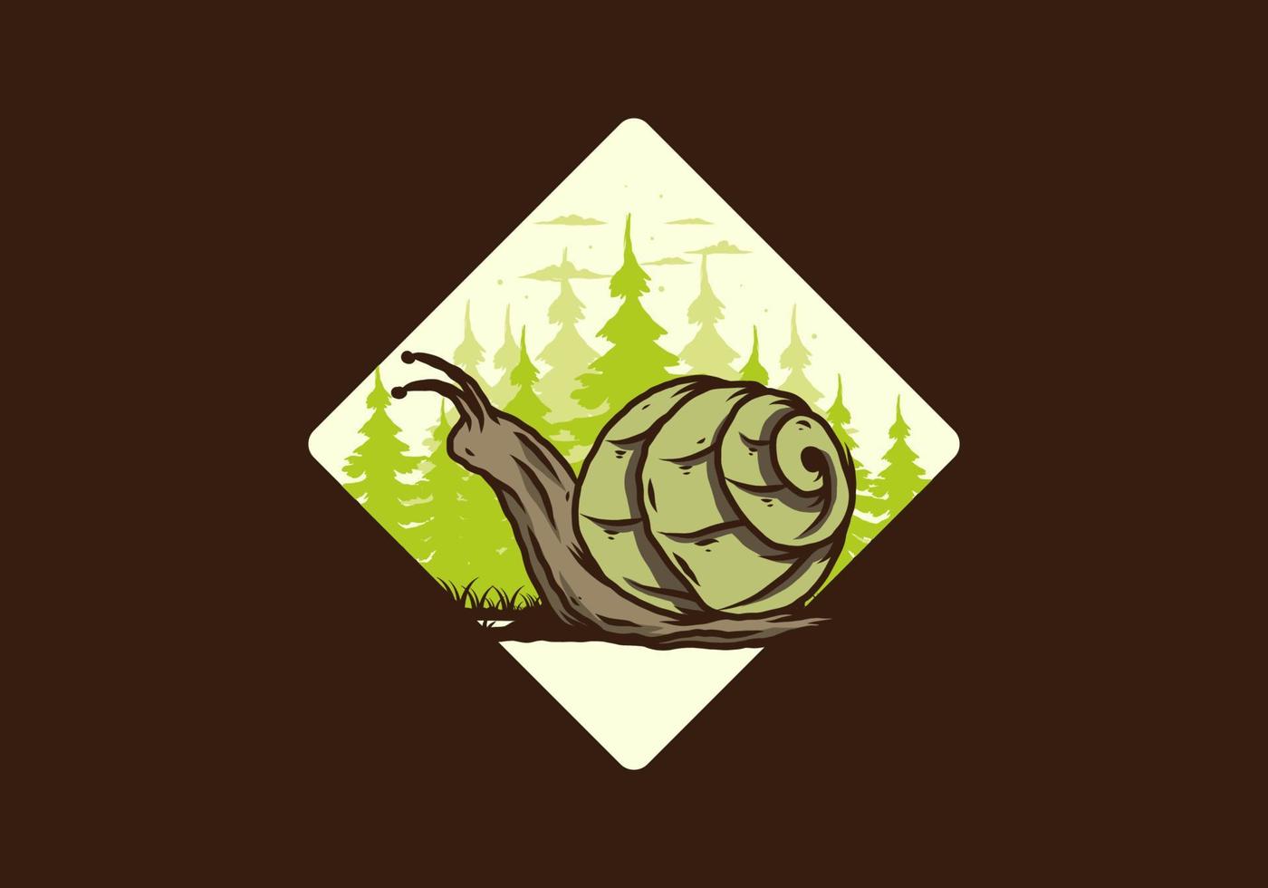 Snail creeping in the forest illustration vector