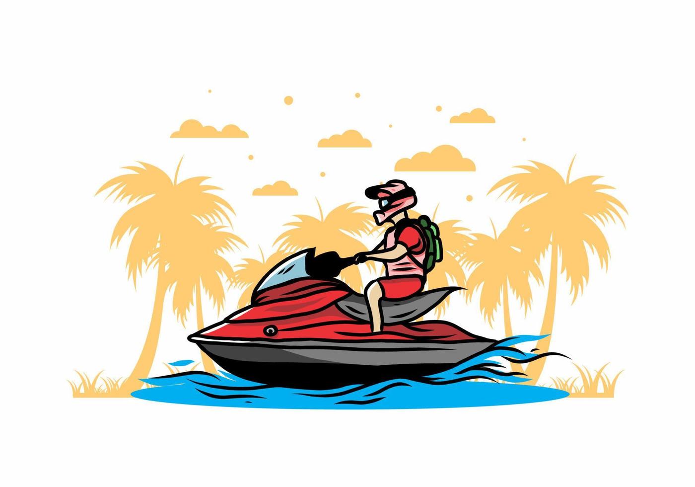 jet sky sport on the beach illustration vector