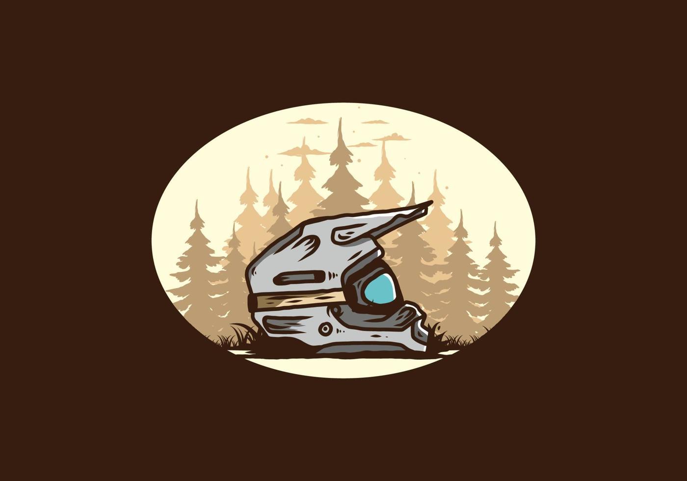 Outdoor motocross trail helmet illustration vector
