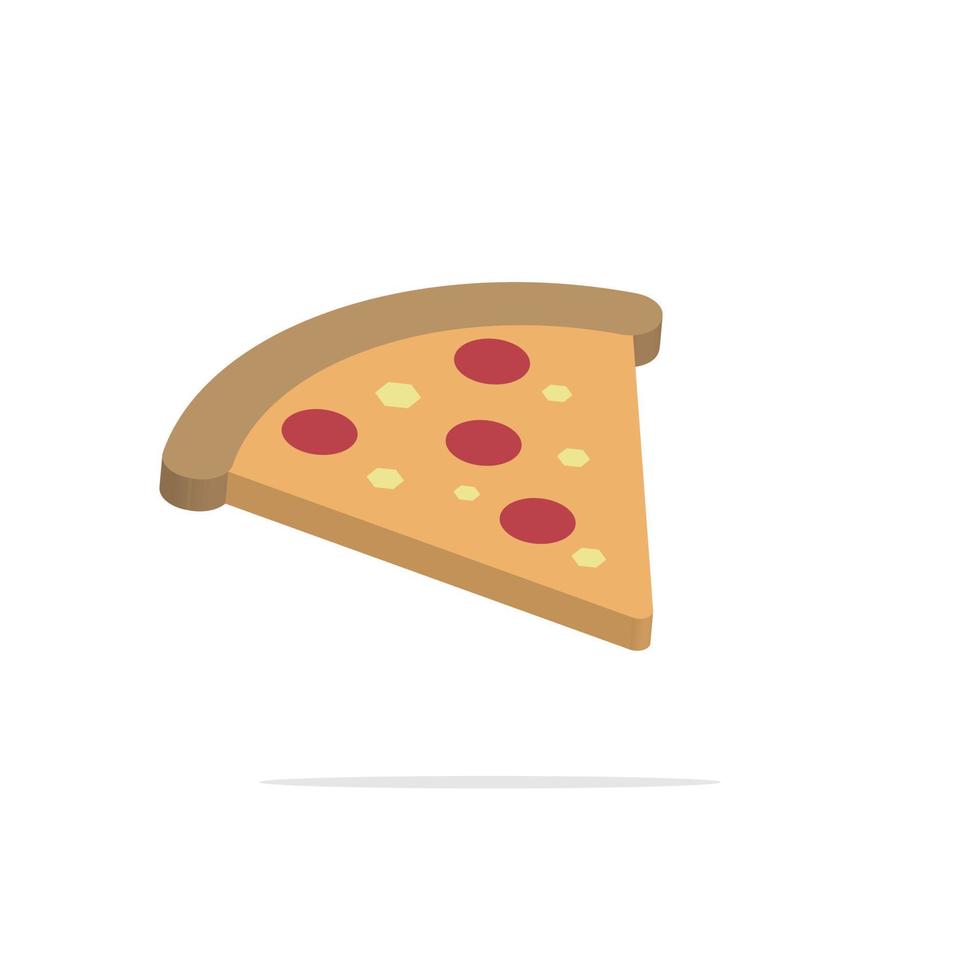 3d rebanada de pizza en estilo de dibujos animados mínimo vector