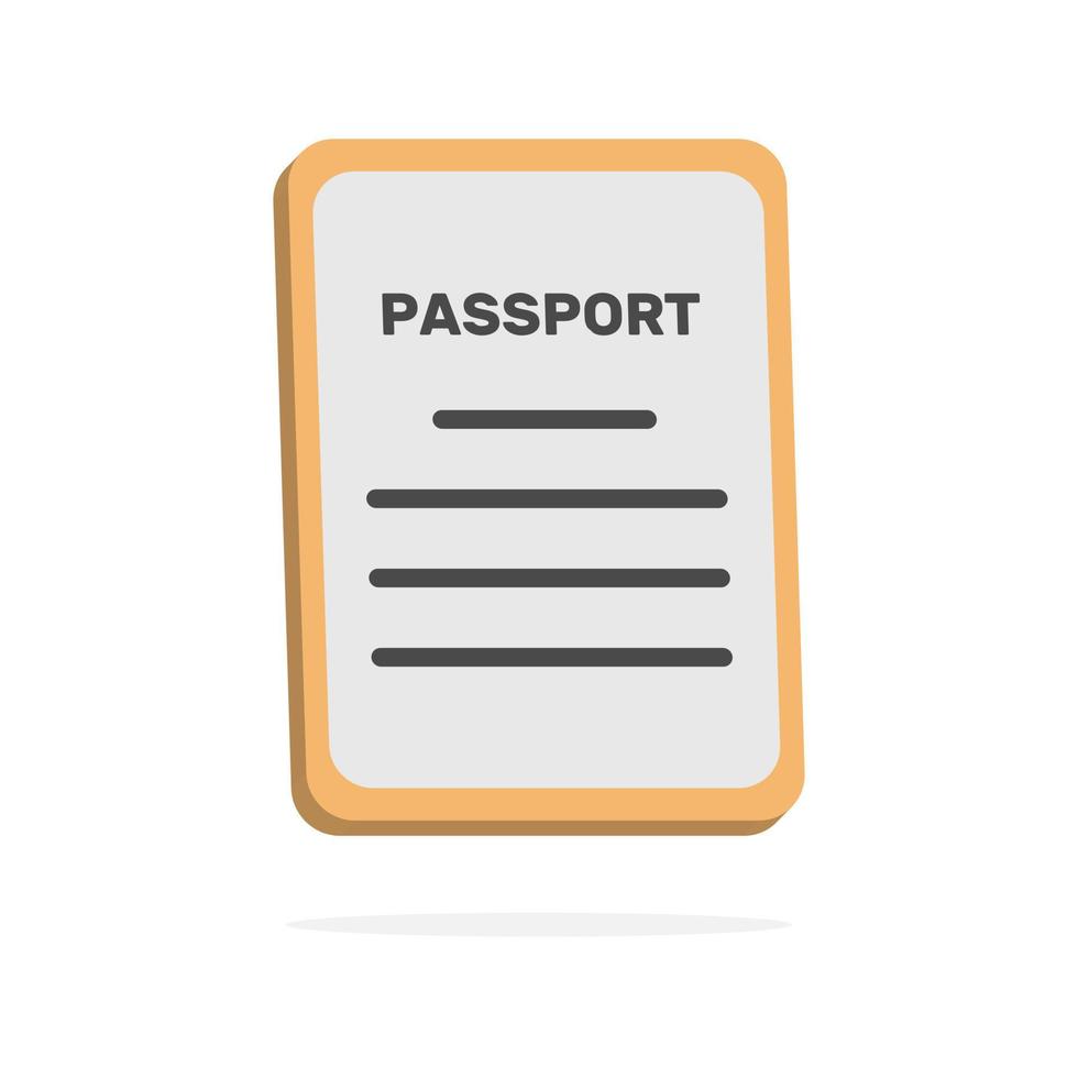 3d passport concept in minimal cartoon style vector