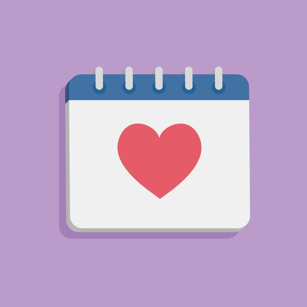 3d calendar concept with heart in minimal cartoon style vector