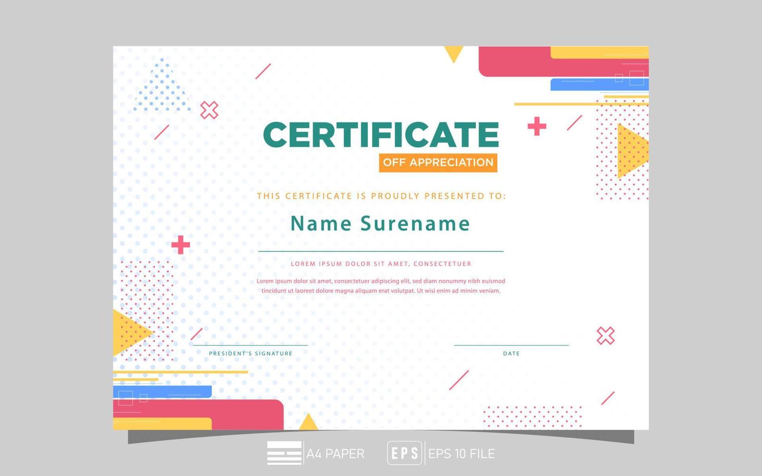 Certificate of Appreciation minimalist template .Trendy geometric design.gradient.vector eps 10. vector