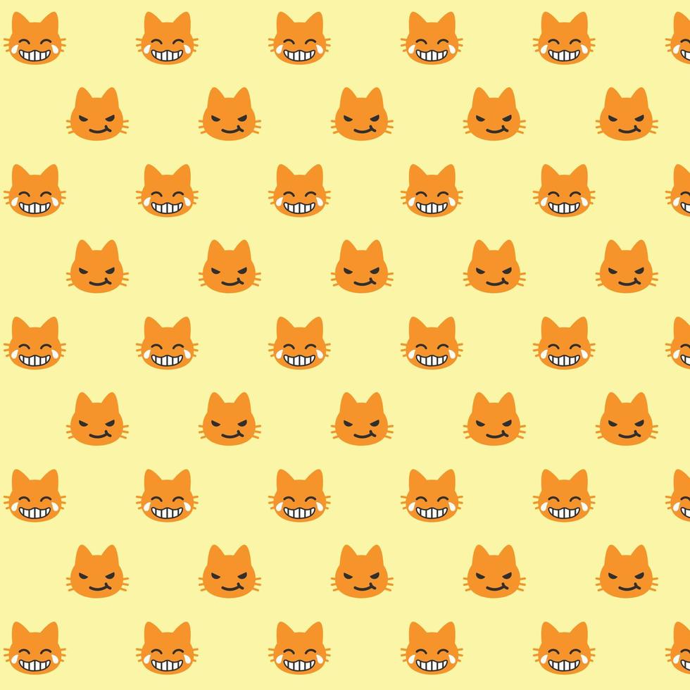 Print vector seamless pattern background with character cat , laugh and angry