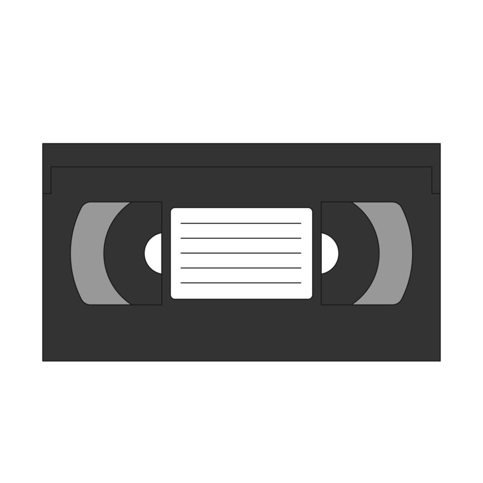 Retro video cassette. Video tape with stroke. Vector illustration isolated on white background.