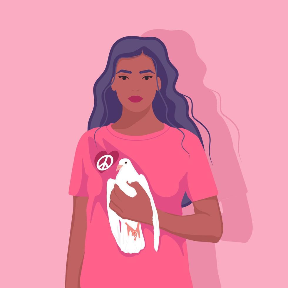 girl with dove2 vector