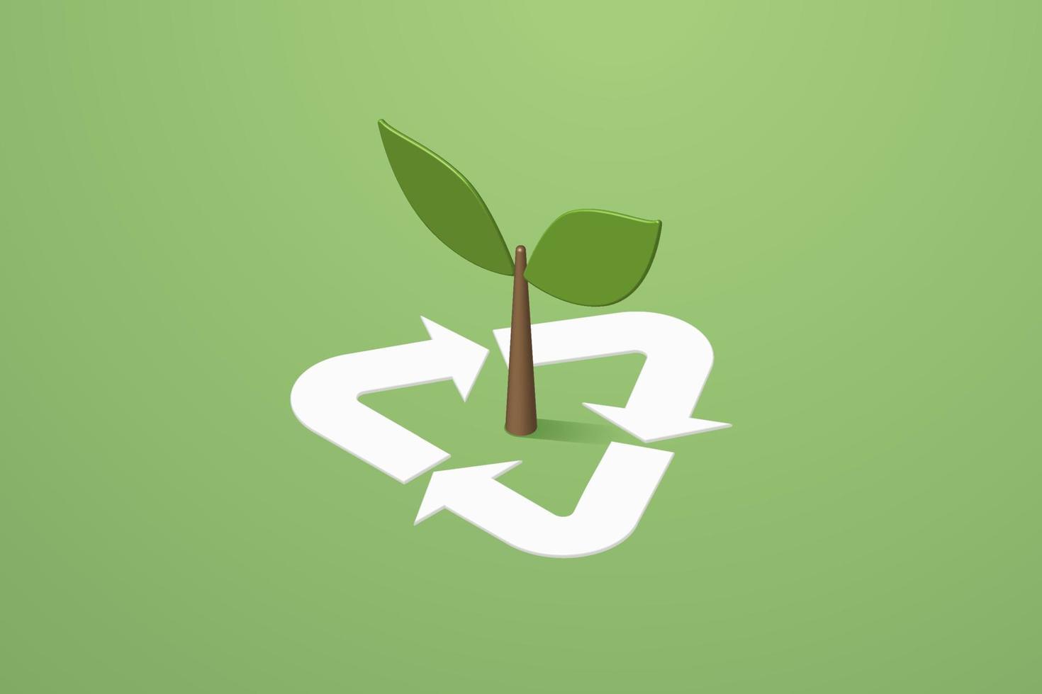 Recycle symbol and green tree sapling vector