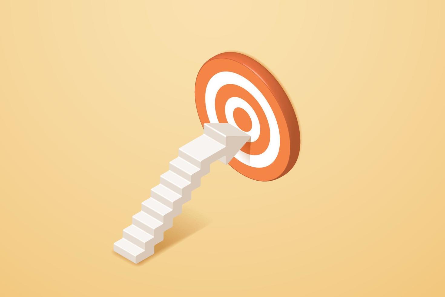 White arrow ladder aiming at target on yellow background vector