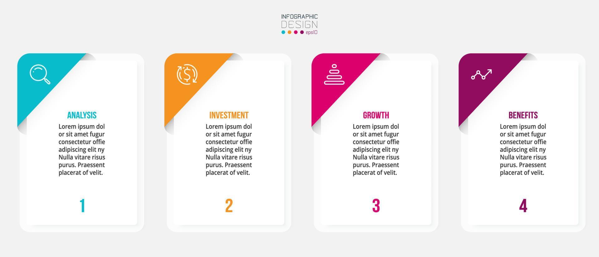 concepto de negocio de plantilla infográfica con paso. vector