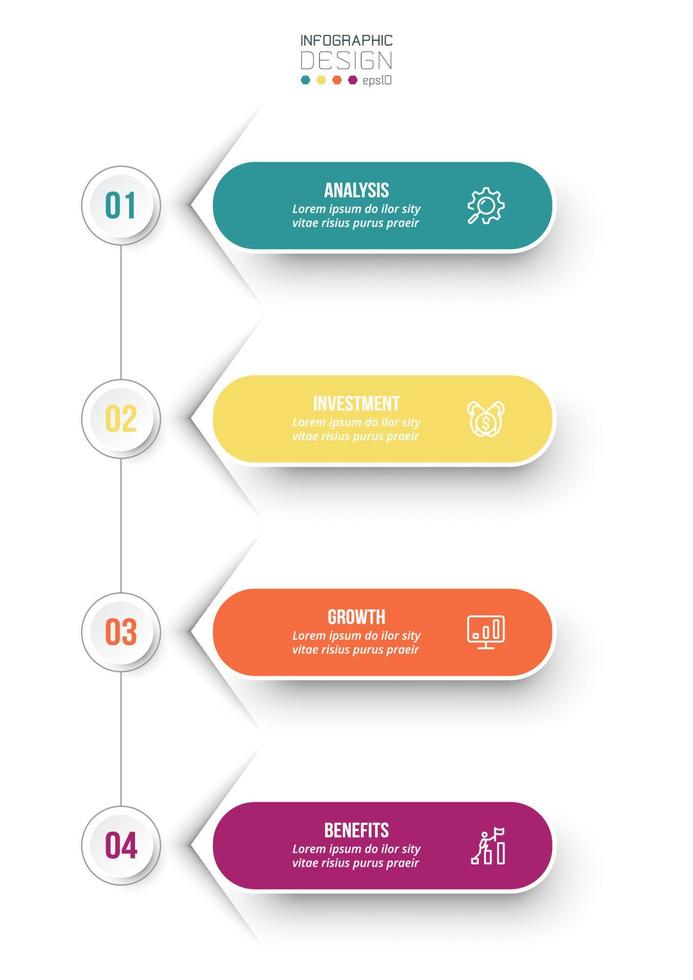 concepto de negocio de plantilla infográfica con flujo de trabajo. vector