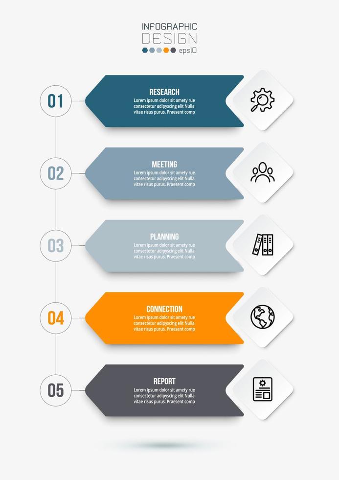 concepto de negocio de plantilla infográfica con flujo de trabajo. vector