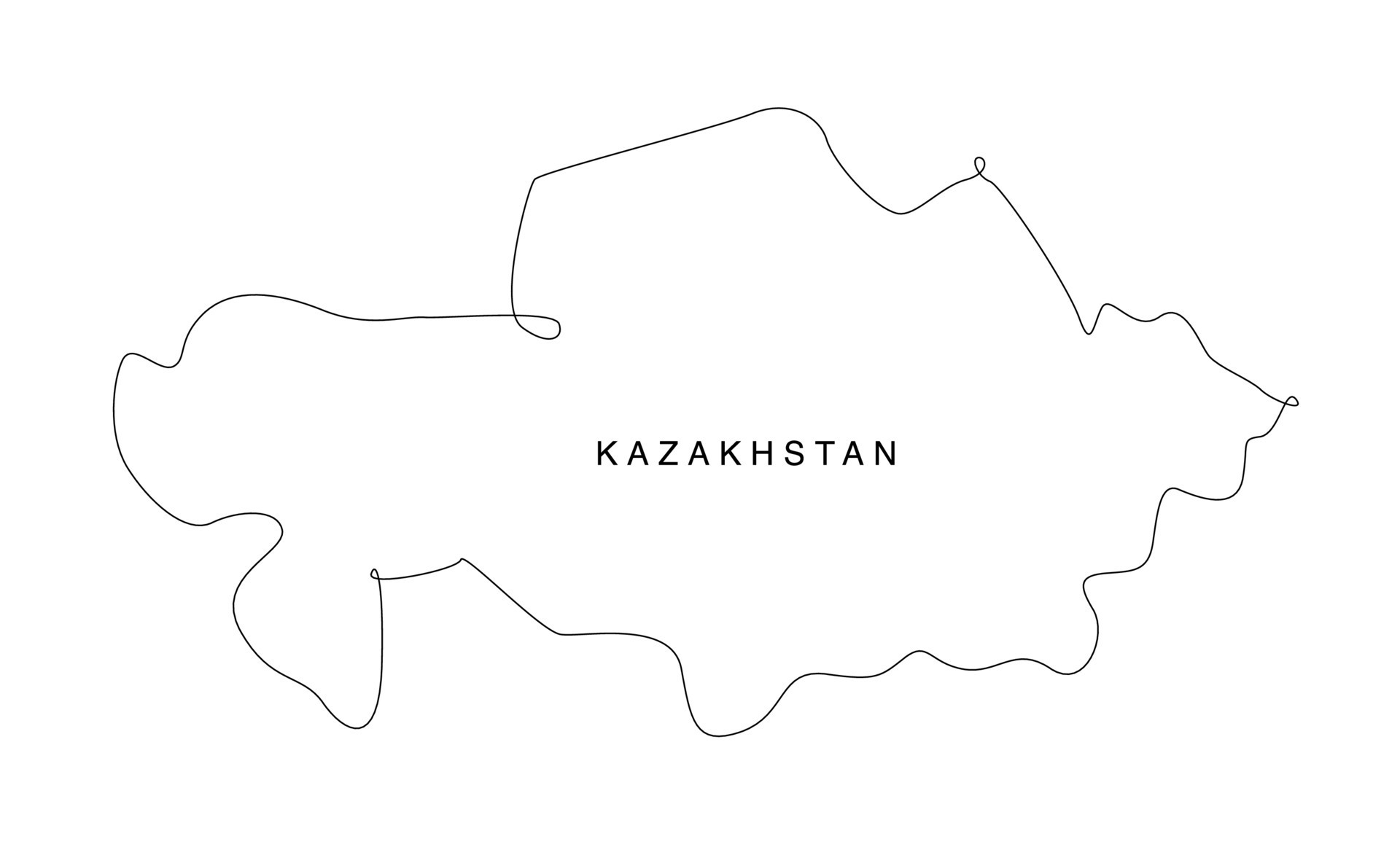 Line art Kazakhstan map. continuous line europe map. vector illustration. single outline