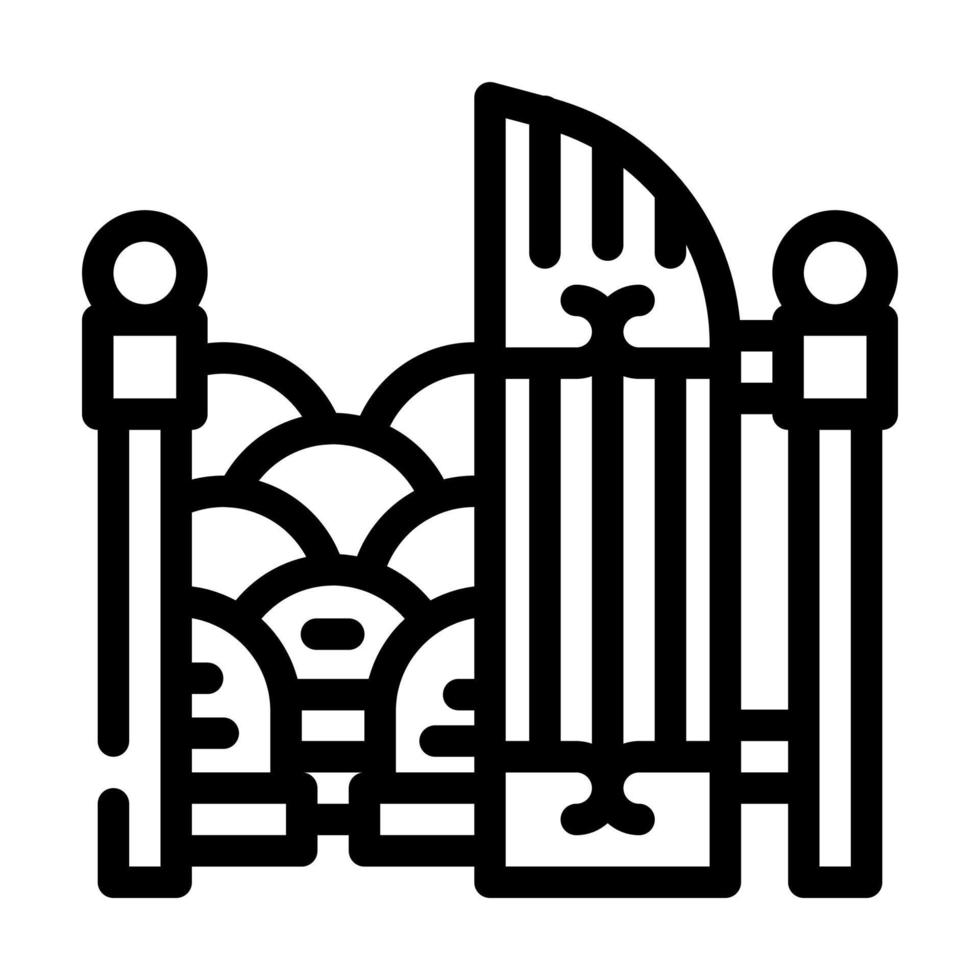 puerta de entrada a la ilustración de vector de icono de línea de cementerio