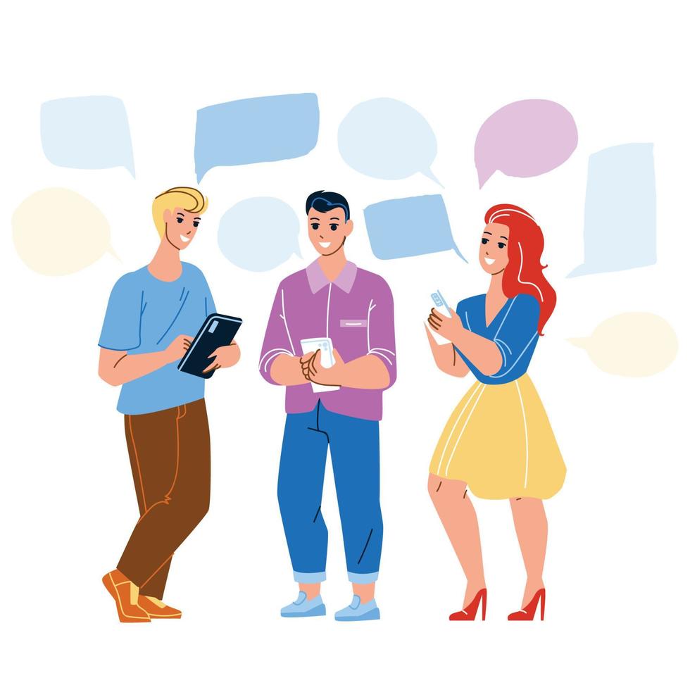 People Chatting On Smartphone Application Vector