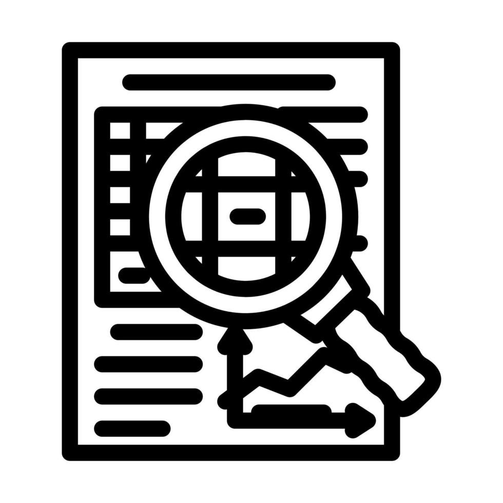 ilustración de vector de icono de línea de documento financiero de investigación