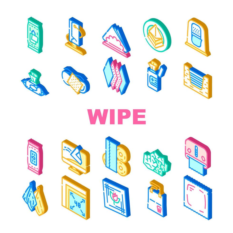 Wipe Hygiene Accessory Collection Icons Set Vector