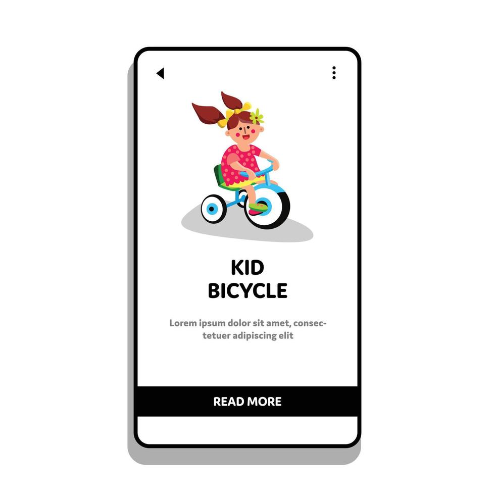 Kid Bicycle Riding Little Toddler Girl Vector