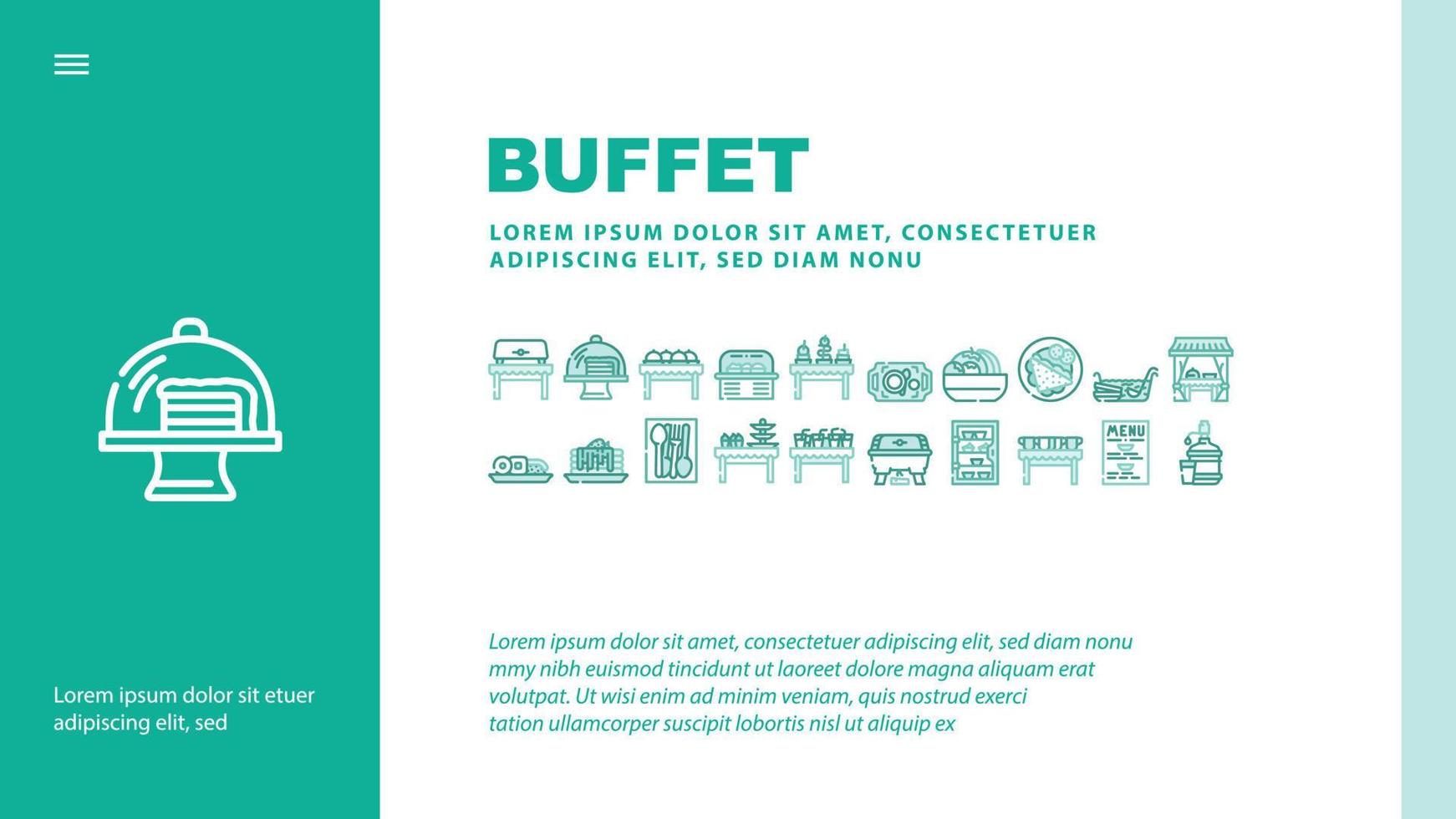 Buffet Food And Drinks Landing Header Vector