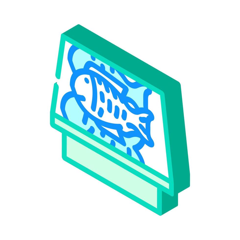 showcase with fish isometric icon vector illustration