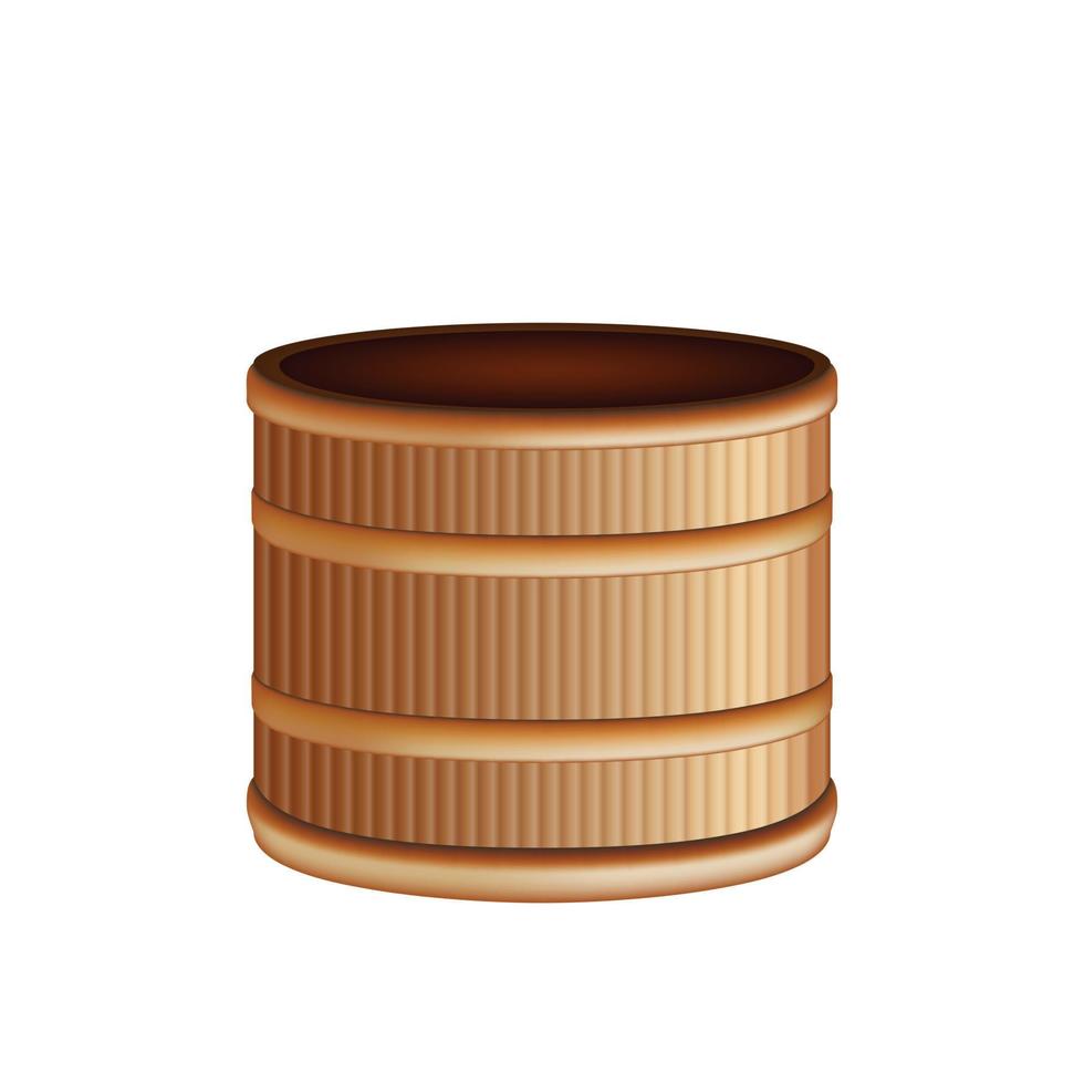Wooden Basket Decorative Empty Container Vector