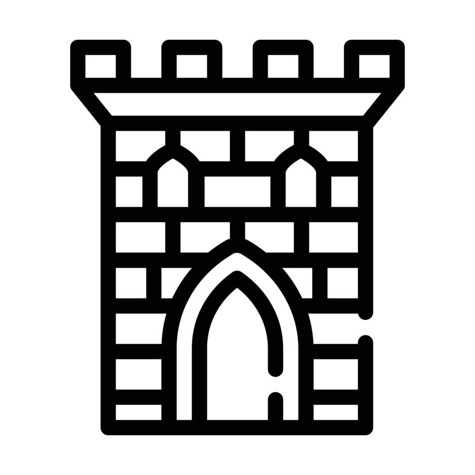 castle tower line icon vector black illustration