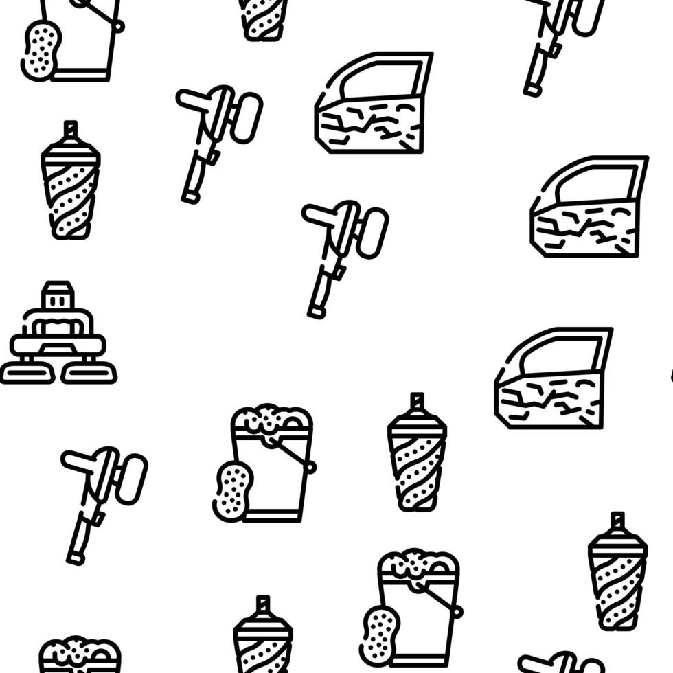 Car Polishing Tool Vector Seamless Pattern