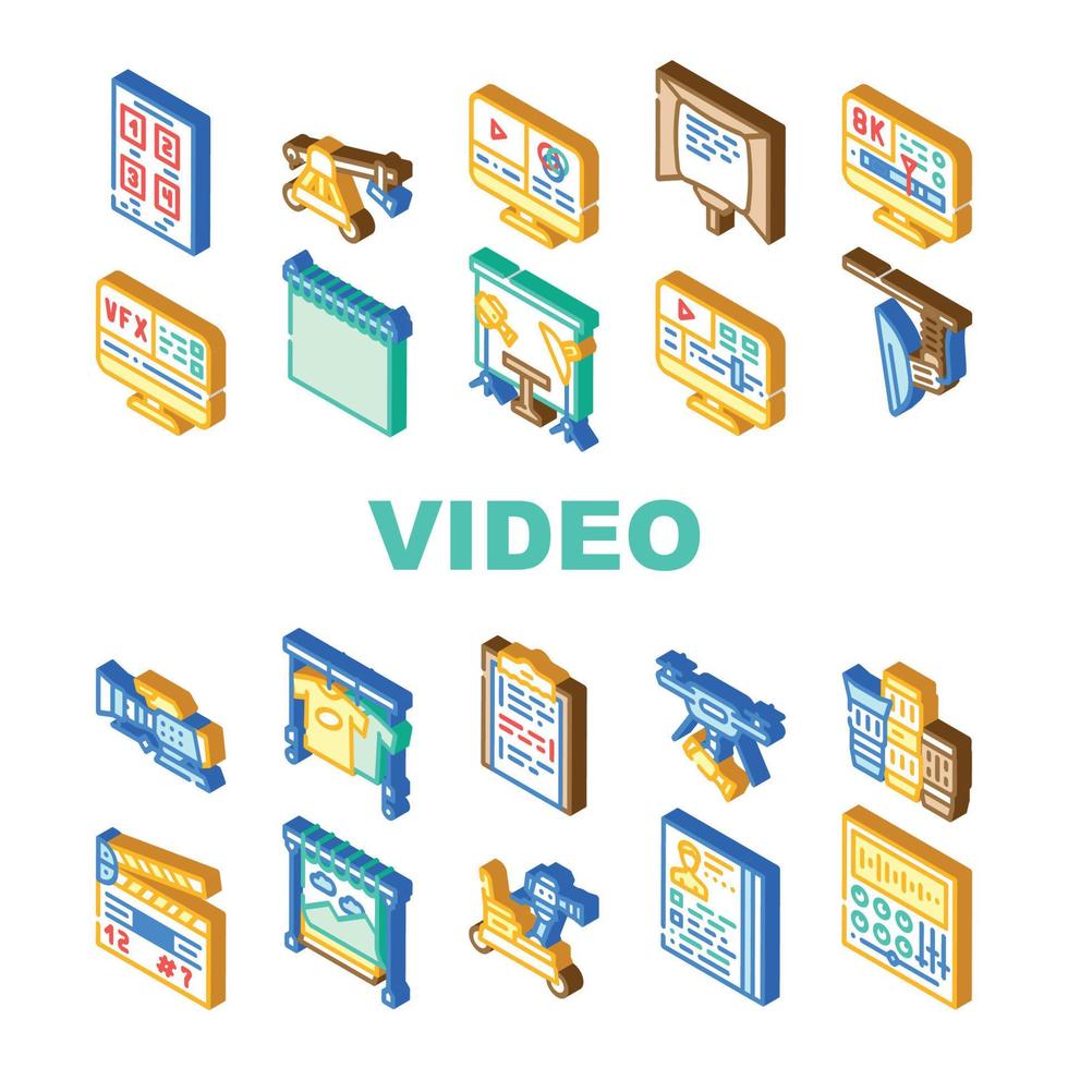 conjunto de iconos de producción y creación de video vector