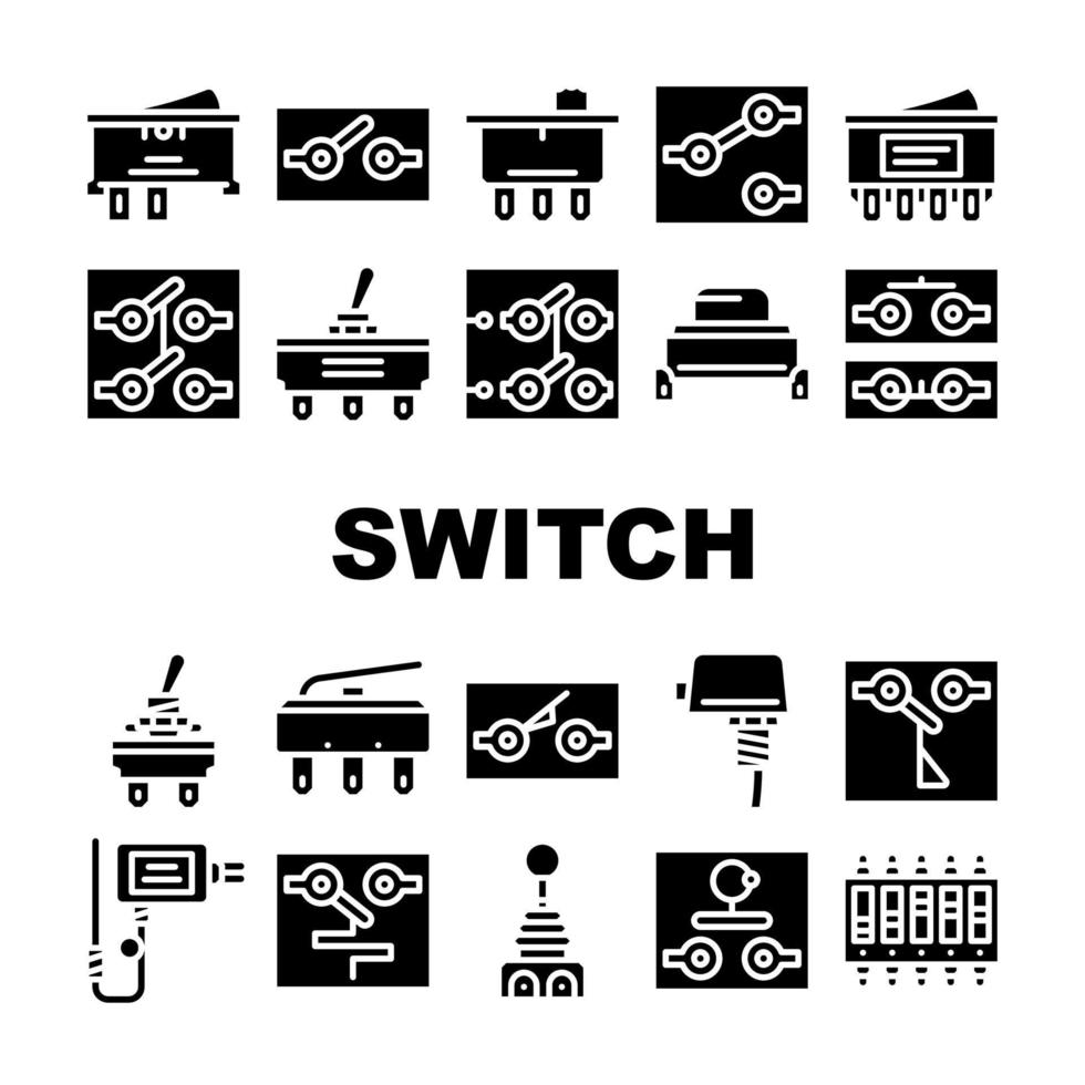 Switch Electricity Accessory Icons Set Vector