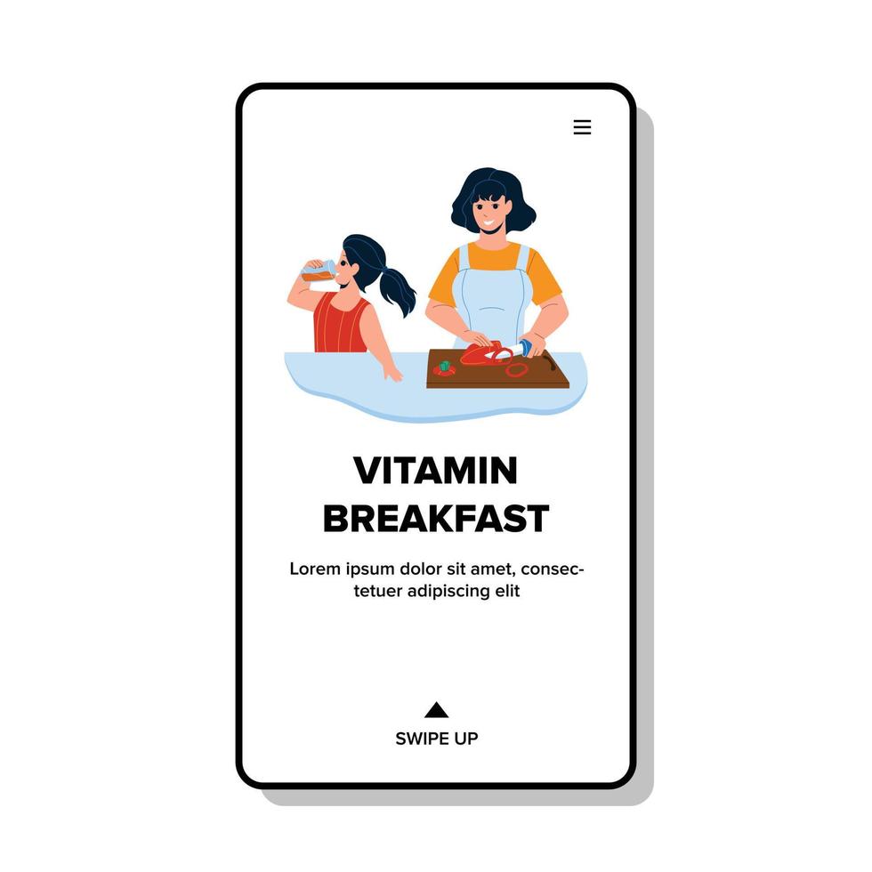 Vitamin Breakfast Food Cooking Mother Woman Vector