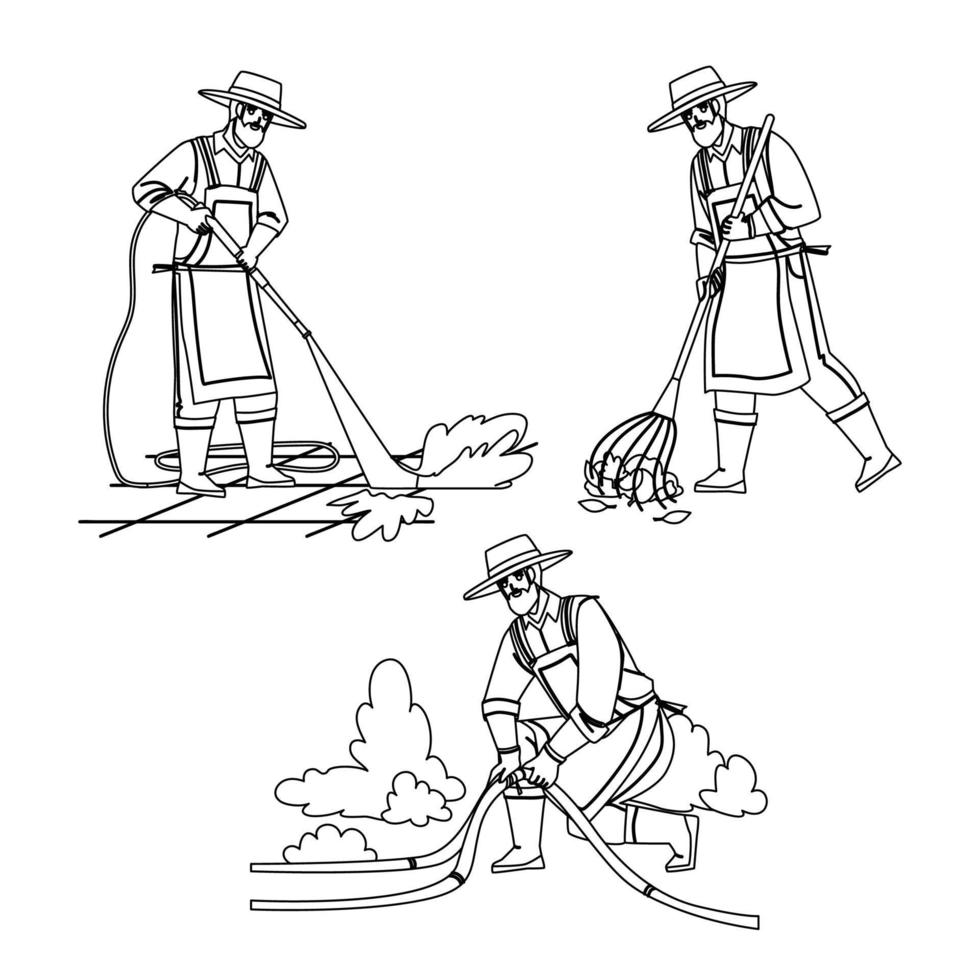 Gardener Man Agricultural Occupation Set Vector