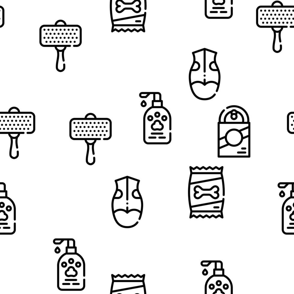 Dog Shop Accessories Vector Seamless Pattern