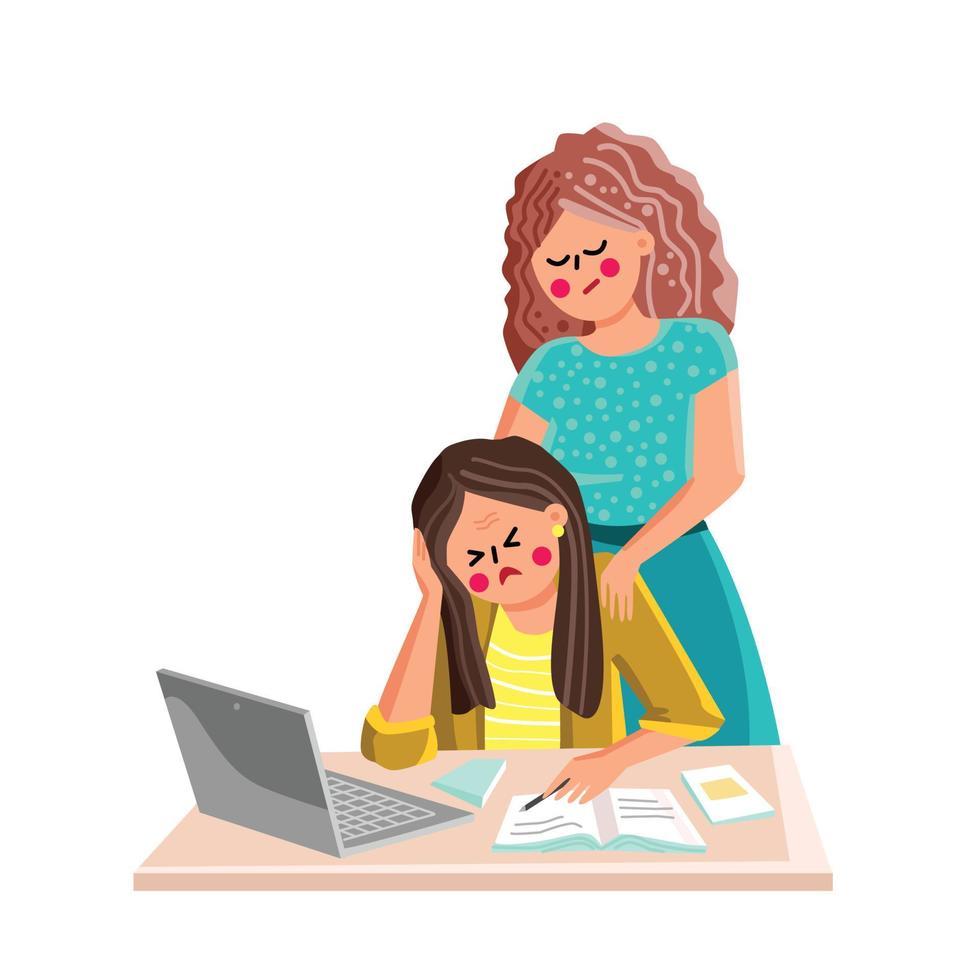 ansiedad mujer pareja trabajando en laptop vector