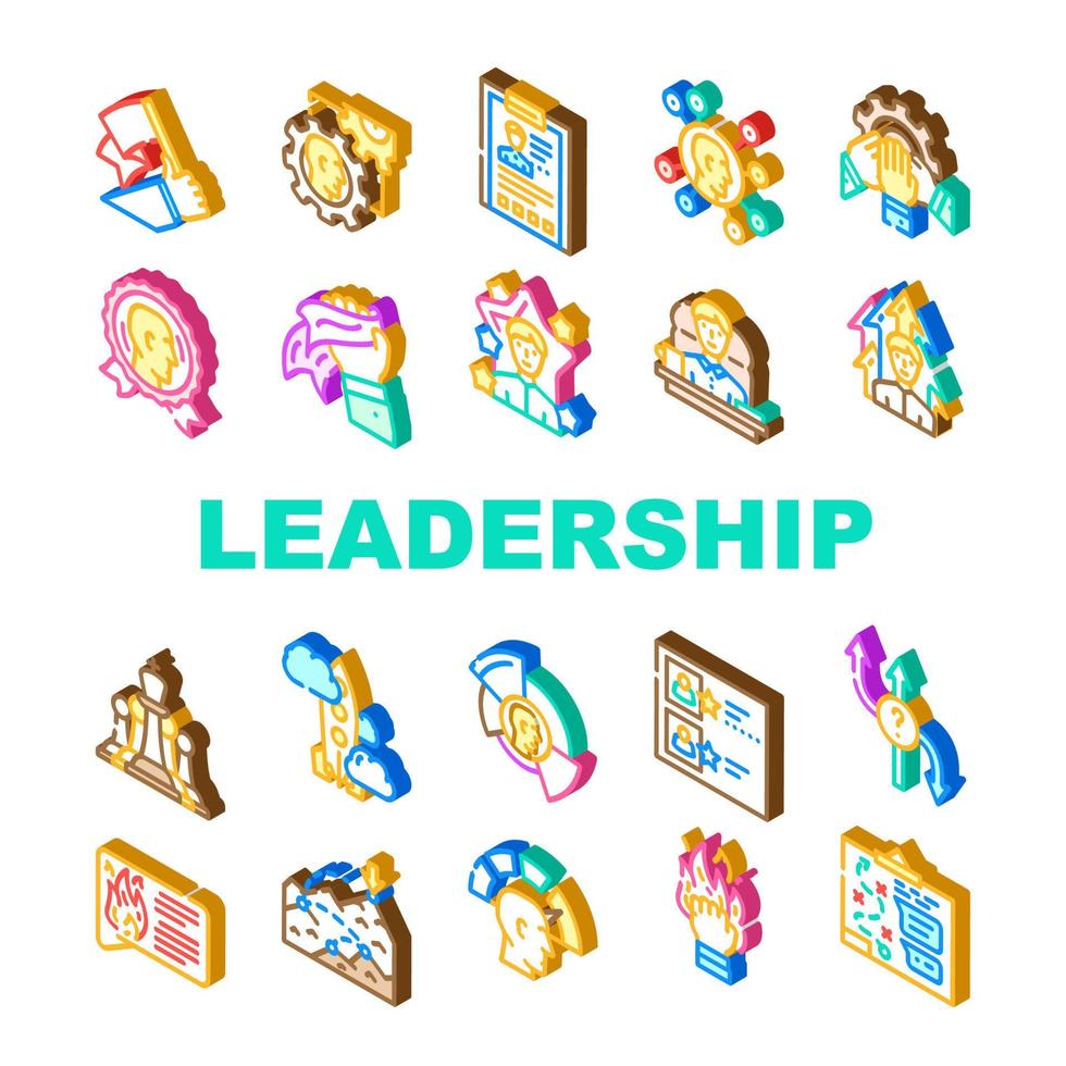 Leadership Leader Business Skill Icons Set Vector