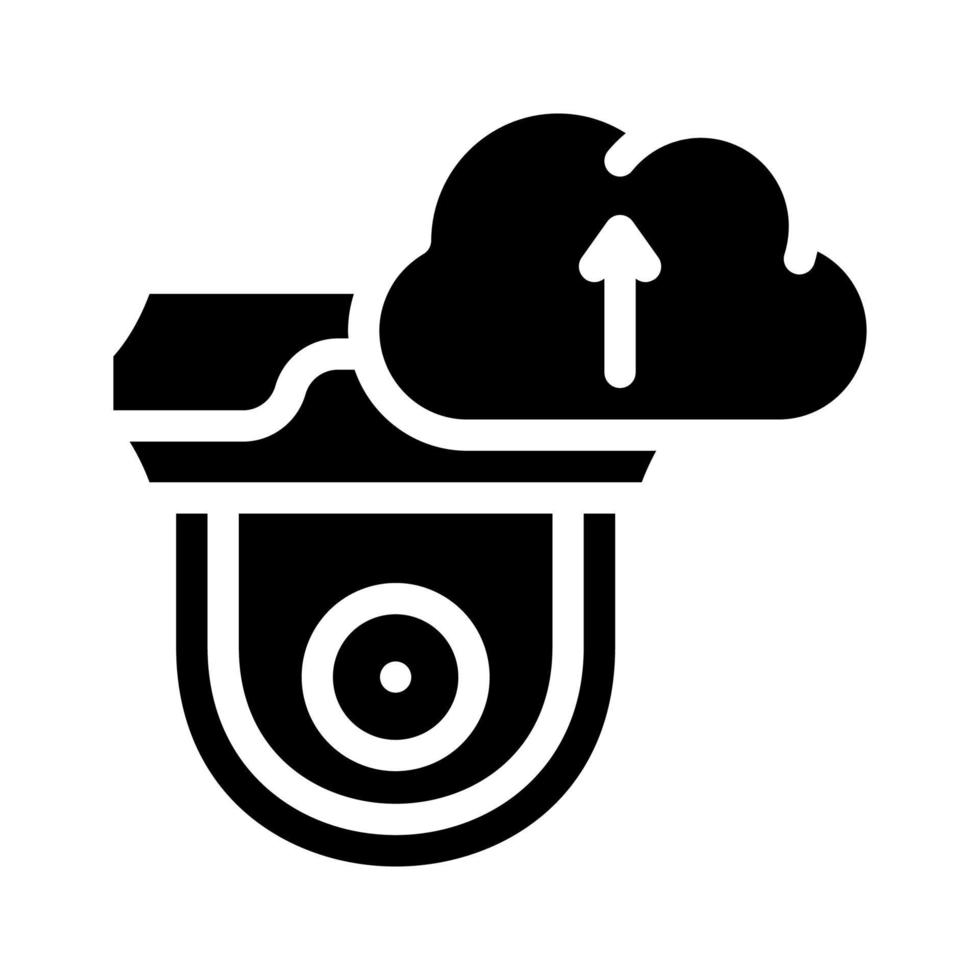 servicio en la nube para la ilustración de vector de icono de glifo de cámara de video