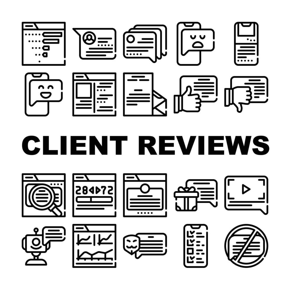 Client Review Feedback Collection Icons Set Vector