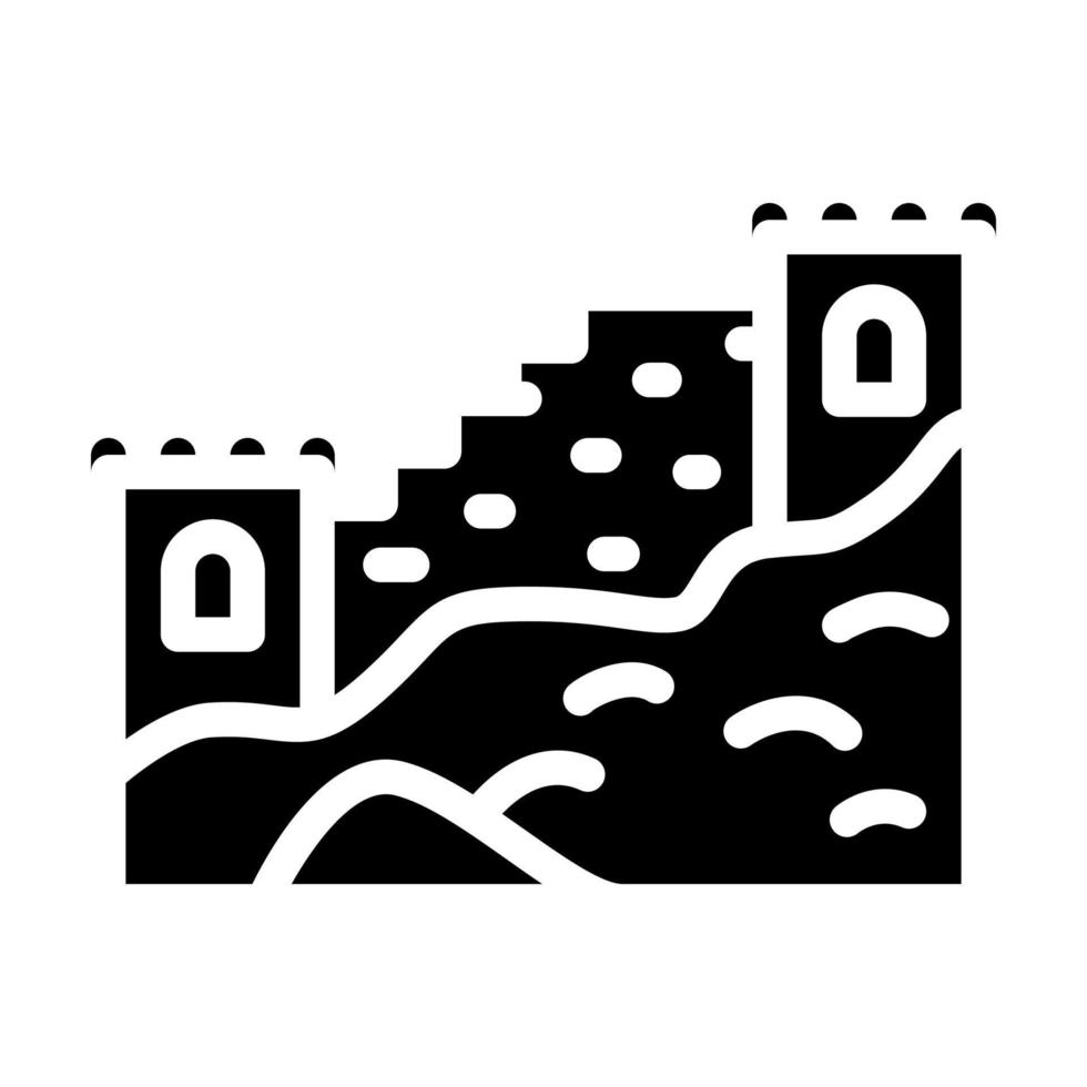 great wall of china glyph icon vector illustration