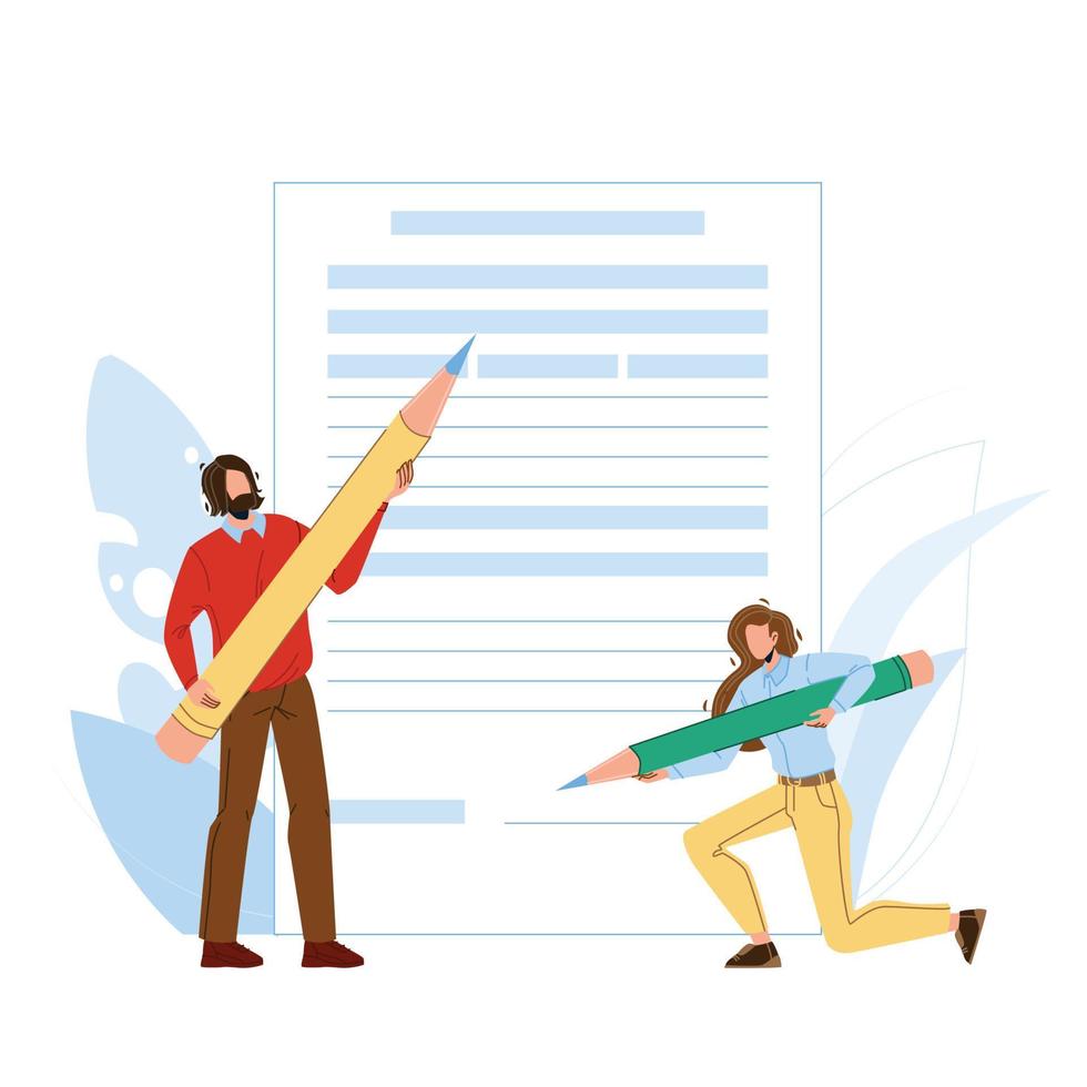 Application Form Filling People With Pencil Vector