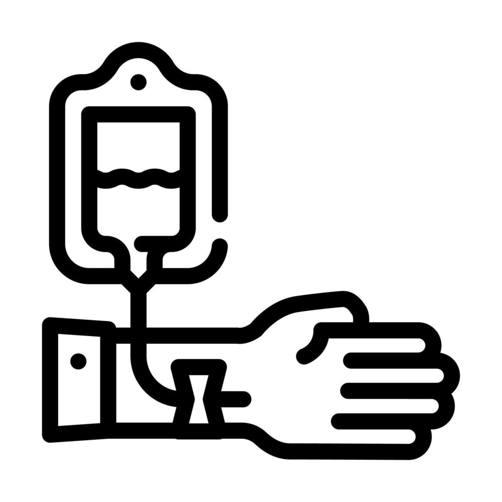 patient hand with dropper line icon vector illustration