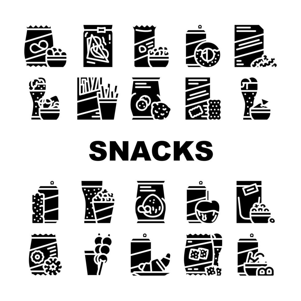 Snacks Food And Drink Collection Icons Set Vector