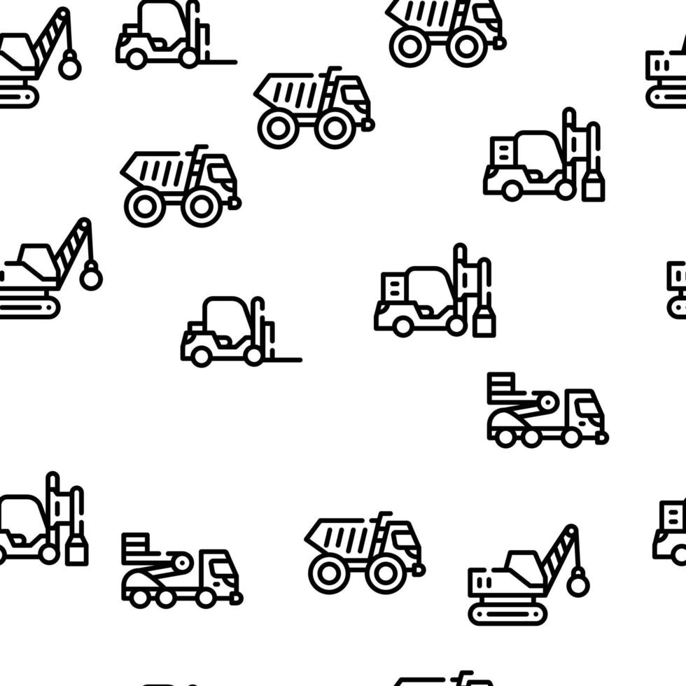 Construction Vehicle Vector Seamless Pattern