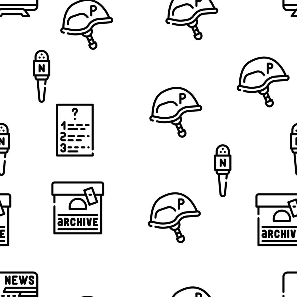 Journalist Accessories Vector Seamless Pattern